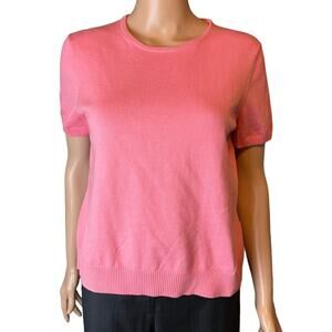 Lands End Pink Knit Pullover Sweater M/P Barbiecore Preppy Office